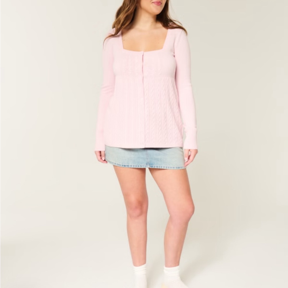 Hollister Babydoll Sweater Long-Sleeve Square-Neck Light Lilac Size Small